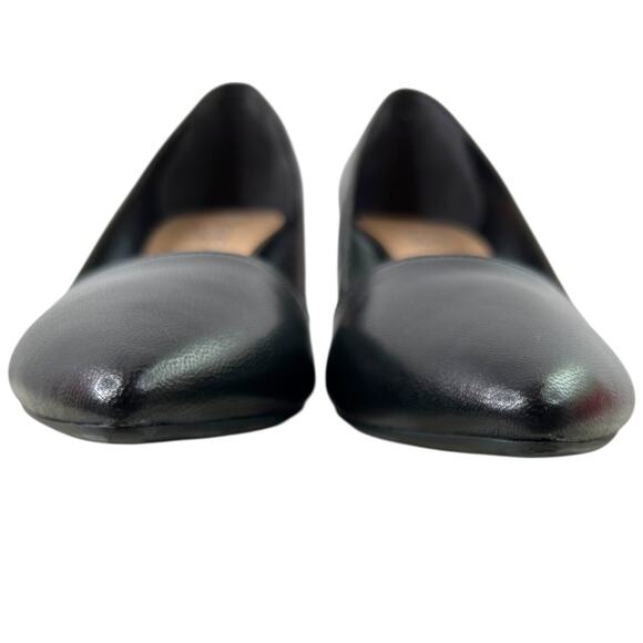 FRANCO SARTO Frankie Wedge Pump in Black Leather Women’s Sz. 7W Pointed Toe Heel - Picture 10 of 13